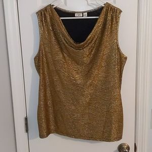 3/$30 NWOT Gorgeous XL Gold Scoop Neck New Years Cocktail Blouse